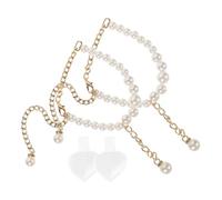 KOMBIUDA Correas para Tacones Altos Desmontables Antideslizantes Perlas Decorativas 1 Par Dorado 2 Adhesivos Transparentes Trampa Segura para Zapatos de Tacón Accesorio Cómodo y