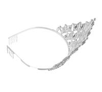 KOMBIUDA Del Concurso De Belleza De Cristal De Tiara De Reina De Boda De Tiara De Diamantes De Imitación Nupcial Coronas De Boda Taladrar Silver