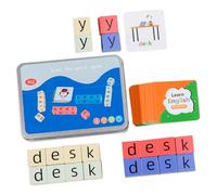KOMBIUDA Educativo de Ortografía para Cubos de Letras y Tarjetas de Palabras Inglés Juguete de Aprendizaje Divertido con Caja de Hierro Grande Tarjetas