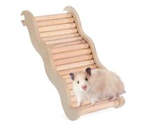 KOMBIUDA Escalera para Hámster de Madera Natural Diseño Ondulado de Escalada y Puente para Pequeñas Mascotas Fácil Instalación Accesorio para Jaulas de Roedores