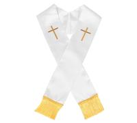 KOMBIUDA Estola de clero con bordado de cruz: estola de pastor reversible de 135 cm con borlas para uso en iglesias y bodas. Chal para sacerdotes, para hombres y mujeres, color