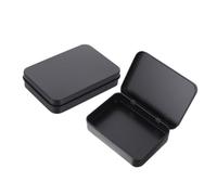 KOMBIUDA Estuche Metálico Para Barajas De Cartas De, Tamaño Compacto, Caja De Hierro Resistente, Doble Color Negro, Organizador De Escritorio, Almacenamiento Cartas Coleccionables, Pack 2 Unidades