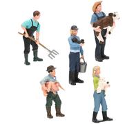 KOMBIUDA Figuras de Granjero para Juego de Roles, Set de 5 Piezas de Plástico, Modelo Realista de Agricultores (Oveja, Arado, Cerdito, Ternero Cría) para Decoración y Juego Educativo