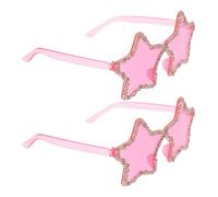 KOMBIUDA Gafas de Sol sin Montura Forma Estrella, 2 Piezas Rosa Gemas de Imitación, Accesorio para Fiesta Luau y Playa, Gafas de Sol Divertidas y Ligeras para Disfraz y Fotomatón