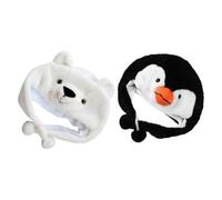 KOMBIUDA Gorros Infantiles de Animales de Peluche para Gorro de Oso Polar y Pingüino Cálido de Lana de Dibujos Animados Elásticos para Disfraz Cumpleaños y Actividades al Aire Libre