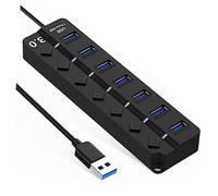 KOMBIUDA Hub Múltiple con Puertos Adaptador Divisor para Portátil con Interruptores Individuales Indicador Led y Cable De Cobre Reforzado