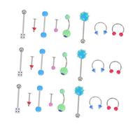 KOMBIUDA Joyas para Piercings Cuerpo 110 Piezas Coloridas Acero Inoxidable Anillos Lengua Nariz Ombligo Uso Diario Estilo Juvenil Estilo Aleatorio
