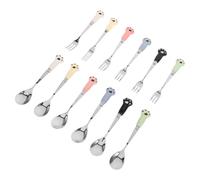 KOMBIUDA Kit de Alimentación para Mascotas 12 Piezas de Acero Inoxidable Cuchara y Tenedor de Colores para Comida Húmeda y Seca Utensilios Ergonómicos para Perros y Gatos