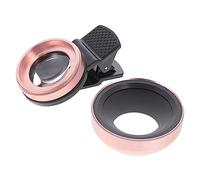 KOMBIUDA Lente Gran Angular y Macro para Teléfono Móvil, Usuarios de Smartphone, 0.45x Efecto Especial, Metal Resistente, Portátil Compacto, para Fotografía Móvil, Color Rosa Dorado