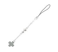 KOMBIUDA llavero de trébol de cuatro hojas Teléfono móvil encanto keychain hechizas colgante colgar con cordón móvil Decoración telefónica Lanyard de muñeca por teléfono Aleación de zinc