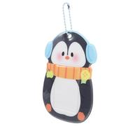 KOMBIUDA Llavero Portatarjetas Fotográficas de PVC Diseño de Pingüino Negro Funda para Tarjetas de Dibujos Animados Tarjetero para Estudiantes y Uso Diario Soporte para Identificación y