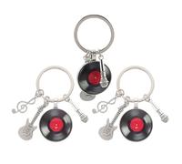 KOMBIUDA Llavero Vintage de Metal con Colgantes Musicales de Micrófono y Guitarra, Set de 3 Unidades, Diseño Pequeño y Ligero para Amantes Música, Adecuado para Llaves, Mochilas y