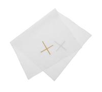 KOMBIUDA Mantel de Lino Blanco Bordado con Cruz para Altar de Iglesia, Paño Sacramental Litúrgico para Comunión y Ceremonias Religiosas, Corporal de Altar Ritual Resistente y Fácil