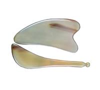 KOMBIUDA Masajeador Facial de Cuerno de Yak Diseño Ergonómico y Superficie Lisa, 2 Piezas para Uso en Viaje y Trabajo, Herramienta Multifunción para Ojos y Rostro Color Aleatorio