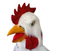 KOMBIUDA Máscara de Cabeza de Gallina de Látex Blanco Diseño Realista y Cómoda para Fiesta de Disfraces y Accesorio de Víspera