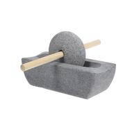 KOMBIUDA Molino de Piedra Natural 12 Cm Manual para Moler Té y Café, Molinillo Pequeño para Cocina y Uso Doméstico con Manivela de Madera