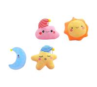 KOMBIUDA Muñecos Colgantes de Peluche 4 Piezas Sol Luna Estrella Nube Decoración Infantil para Mochila Bolso y Coche Accesorios de Juguete Suaves y Creativos para Manualidades DIY