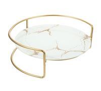 KOMBIUDA Organizador de Encimera de Baño Pequeño Estante de Hierro Resistente al Agua Diseño y Dorado Porta Cosméticos Multifuncional para Almacenamiento en Tocador y Cuidado Piel