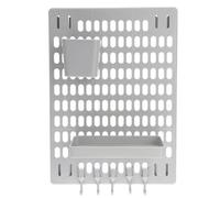 KOMBIUDA Organizador de Pared Panel Perforado Gris Set 1 Tablero Grande 1 Caja Rectangular 1 Caja Cuadrada 5 Ganchos sin Taladro para Cocina Baño y Dormitorio Almacenamiento