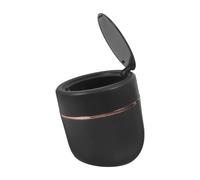 KOMBIUDA Papelera de Escritorio Pequeña con Tapa de Presión, Plástico Negro | Diseño Simple y Elegante, Apertura a Presión, para Oficina, Hogar y Estantería