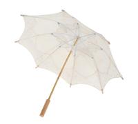 KOMBIUDA Paraguas De Encaje Grande Blanco Leche, Sombrilla Vintage De Algodón, Accesorio Ligero para Fotografía, Bodas y Fiestas, Decoración Floral para Niña y Sesión De Fotos