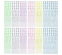 KOMBIUDA Pegatinas de Gemas Imitación Autoadhesivas para Cara y Uñas, 12 Piezas, Adornos para Manualidades y Maquillaje Creativo