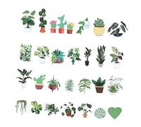 KOMBIUDA Pegatinas Verdes Maceta Impermeables para Equipaje, Decorativas y Resistentes, 50 Unidades, Diseño Infantil para Viaje, Calcomanías Divertidas De Plantas