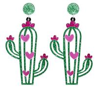 KOMBIUDA Pendientes Colgantes de Cactus para Mujer Diseño Creativo de Flor y Planta Estilo Bohemio Étnico Juego de 1 Par Accesorios Ligeros para Uso Diario y Ocasiones Obsequios