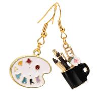 KOMBIUDA Pendientes Colgantes Pincel y Paleta de Pintura Artística Esmaltados, Ligereza y Resistencia, para Artistas y Estudiantes de Arte, Uso Diario y Eventos Creativos, Diseño Colorido
