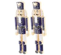 KOMBIUDA Pendientes de Cascanueces Vintage de Aleación Esmalte Brillante Diseño de Soldado Caricatura Negro y Blanco Joyería Navideña Festiva para Mujer Accesorio Único y Miniatura para