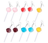 KOMBIUDA Pendientes de Fiesta para Mujer en Forma de Piruleta, Color Candy, Suaves y Cómodos, Hechos de Resina y Plástico, 5 Pares para Vacaciones y Celebraciones