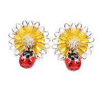 KOMBIUDA Pendientes de Mariquita y Pequeños para Mujer Aretes de Estudio Delicados y Ligeros para Diario y Fiestas Diseño y Encantador Amarillo