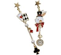 KOMBIUDA Pendientes de Moda para Mujer Diseño de Conejo Asimétrico, Aleación Cómoda y Segura para Piel, Ideales para San Valentín o Eventos Obsequios