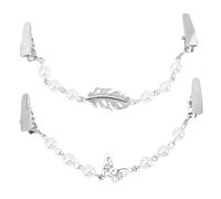 KOMBIUDA Pinzas Para Cárdigan y Clips Para Suéter Vintage Cadena De Perlas, Aleación y Abs, Cierre Para Bufanda Para Mujer, Accesorios Retro Para Ropa Casual y Formal, 2 Unidades Diseño De Pluma y