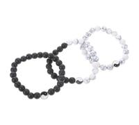 KOMBIUDA Pulsera de Cuentas de Buena Suerte Feng Shui Estilo Chino, Mate, Elástica, Unisex, para Uso Diario y Amistad, Kit de 3 Piezas en Tonos Claros y Negro, Tamaño Portátil