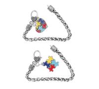 KOMBIUDA Pulsera de Rompecabezas para Autismo Dos Piezas, Aleación de Zinc, Símbolo de Concienciación Infantil, Ligera y Portátil, Adecuado para Niños y Uso Diario
