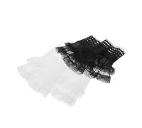 KOMBIUDA Puños Falsos De Encaje y Tul Acampanados Para Mujer, Juego De 2 Pares Desmontables, Decoración Transparente De Muñeca, Extensores De Manga Para Camisas y Suéteres, Blanco y Negro
