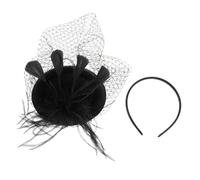 KOMBIUDA Sombrero Pastillero Años 20 con Velo, Diadema para Mujer, Material Retro, Color Negro, Talla Única, Accesorio para Bodas, Fiestas y Cócteles