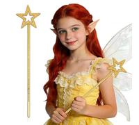 KOMBIUDA Varita de Estrella Mágica Dorada, Accesorio Ligero para Disfraces y Fiestas Infantiles, Juguete de Varita de Hadas para Niñas, Decoración y Accesorio de Hada Ángel