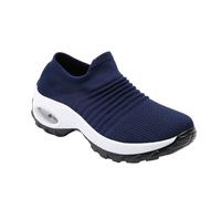 KOMBIUDA Zapatillas Deportivas Mujer Tallas Grandes Calzado Transpirable Tipo Calcetín Azul Oscuro Zapatillas Casuales para Gimnasio y Libre Cómodas y Elásticas Talla 36