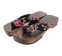 KOMBIUDA Zuecos de Masaje para Mujer Talla 38 Sandalias de Plataforma Tela Negra Pantuflas Cómodas para Uso Interior y Exterior Chanclas de Verano para Caminar y Relajarse