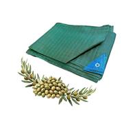 KOMBO Garden - Malla para Recolección de Aceitunas Antiespinas en HDPE 85 gsm con Ojales y Corte Central 5x10 MT - Tejido Reforzado Antidesgarro, Estabilizado UV, Verde Oscuro