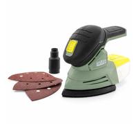 KOMBO PRO - Lijadora Orbital de Palma a Batería 20V - 10.000 rpm, Plato Triangular 135x135x95 mm, Sistema HOOK&LOOP, Depósito de Polvo con Filtro, Motor de Cobre