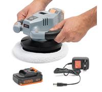 KOMBO Smart - Pulidora a batería 12 V 2.0 Ah - Inalámbrico, 4 velocidades, órbita 6 mm, plato de apoyo EVA 24 cm, pantalla LCD, con batería, cargador y 2 auriculares incluidos