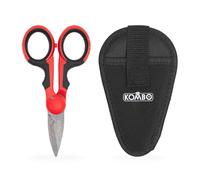 KOMBO - Tijeras de Electricista para Cables - Hoja de Acero Inoxidable 40 mm, Mango Ergonómico Aislante - Con Funda y Soporte para Cinturón