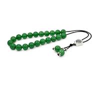 Komboloi - Cuentas griegas de aventurina verde, cuentas de oración de piedras preciosas naturales con escudo en espiral plateado, cuentas para aliviar el estrés y la ansiedad, regalo para hombres y