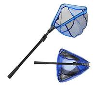 KOMCLUB Red de Pesca Plegable Telescópica 180cm, Red de Nailon Duradera, Redes Recubiertas de Goma, Sacaderas de Pesca Accesorios de Ppesca para Adultos, Azul