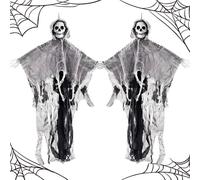 KOMEIL 2pcs Decoraciones Colgantes Fantasmas Esqueleto Halloween, Terror Esqueleto Colgante, Reapers Props Calavera Colgantes Decoración, Aplica Creando Atmósfera Halloween