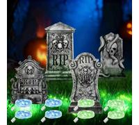 KOMEIYL 4pcs Decoraciones de Patio de Lápida de Halloween, Espeluznante lápida decoración, Halloween Tumbas Exterior Decoración, Aplica como Adición Espeluznante Césped, Porche o Jardín