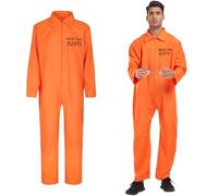 KOMEIYL Disfraz de Prisionero, Disfraz Preso Naranja Hombre, Ropa para Prisioneros Adultos, Halloween Unisex Disfraz de Prisionero, Aplica a Juego Rol Fiesta Temática Halloween (XS-S)